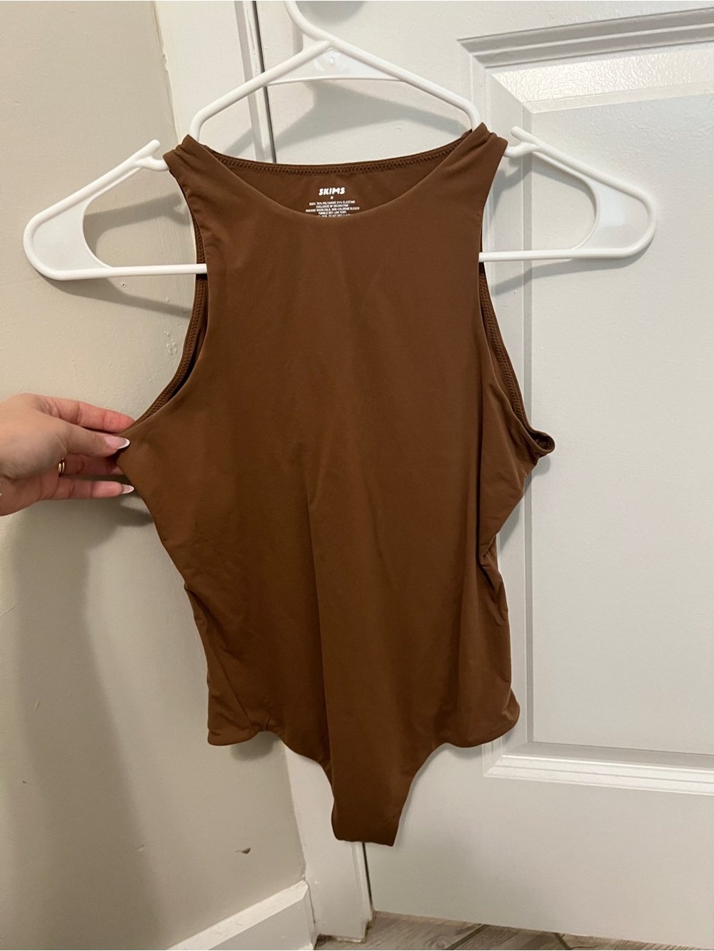 SKIMS Chocolate Brown High Neck Sleeveless Bodysuit
